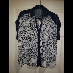 Express Multi color sheer animal print top (L)